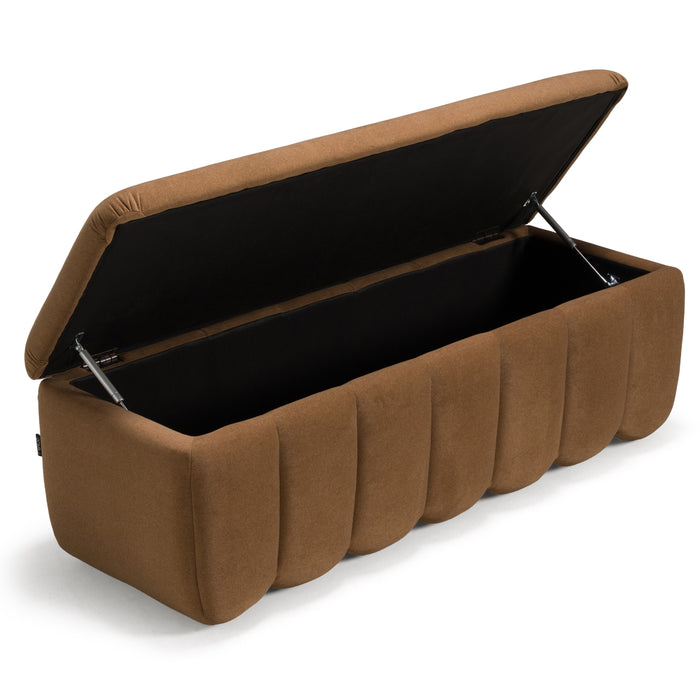 Harris - Modern Brown Fabric Bench w/ Storage