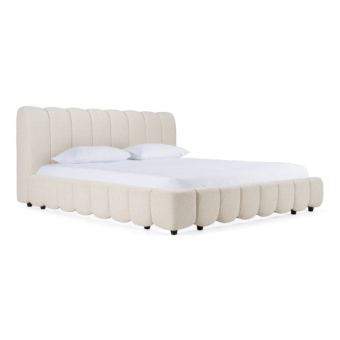 Queen Harris - Modern Off-White Fabric Bed
