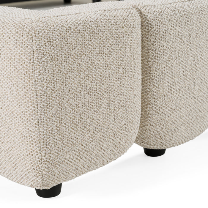 Queen Harris - Modern Off-White Fabric Bed