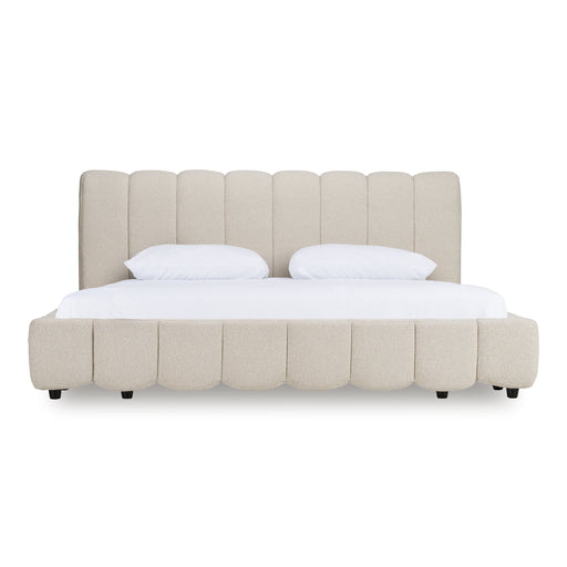Queen Harris - Modern Off-White Fabric Bed