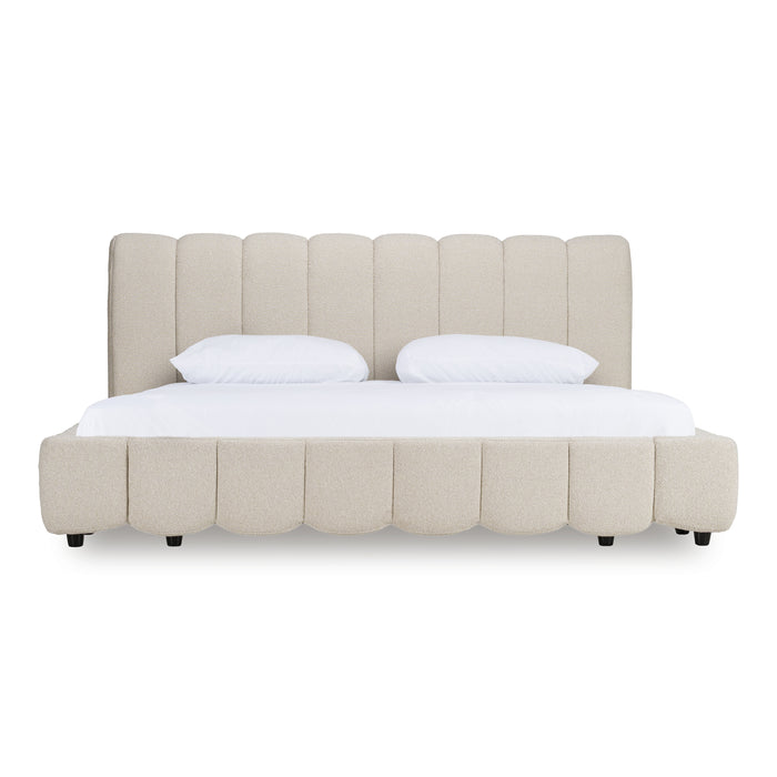 Eastern King Harris - Modern Off-White Fabric Bed