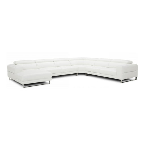 Hawkey - Contemporary White Full Leather U Shaped Left Facing Sectional Sofa