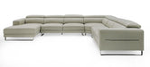 Hawkey - Contemporary Light Grey Leather LAF Chaise Sectional Sofa