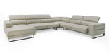 Hawkey - Contemporary Light Grey Leather LAF Chaise Sectional Sofa