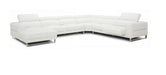 Hawkey - Contemporary White Full Leather U Shaped Left Facing Sectional Sofa