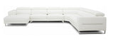 Hawkey - Contemporary White Full Leather U Shaped Left Facing Sectional Sofa
