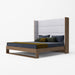 Helenora - Contemporary Grey Fabric & Walnut Trim Bed