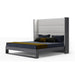 Heloise - Queen Contemporary White Leather & Grey Elm Trim Bed
