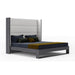 Heloise - Queen Contemporary White Leather & Grey Elm Trim Bed