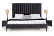 Eastern King Hemlock Modern Grey Velvet Bed