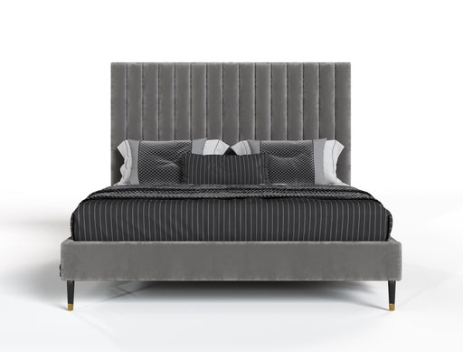 Hemlock - Modern Grey Velvet Bed