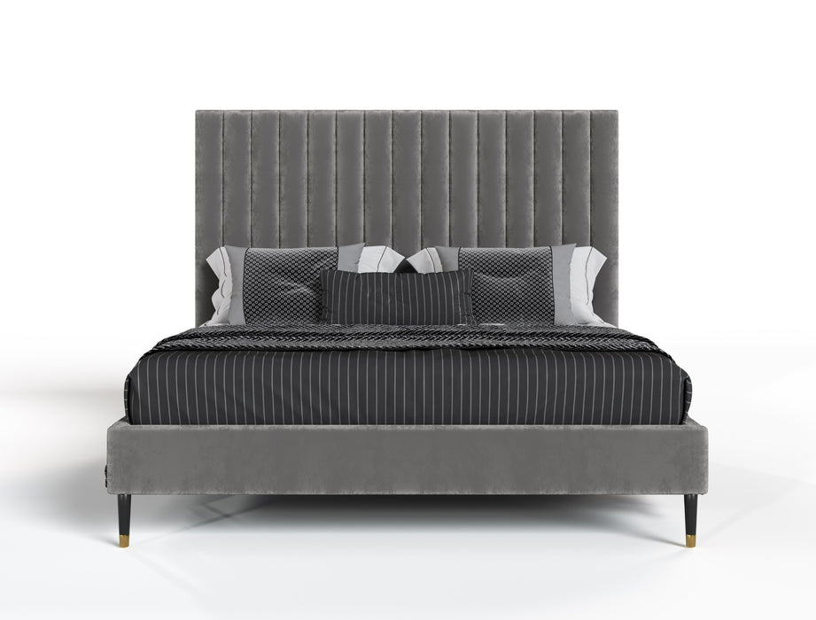 Hemlock - Modern Grey Velvet Bed