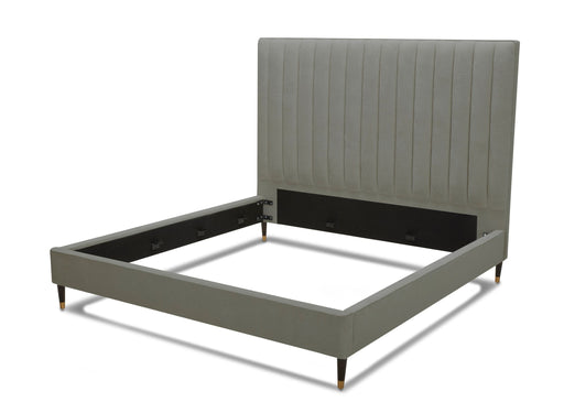 Hemlock - Eastern King Modern Grey Velvet Bed