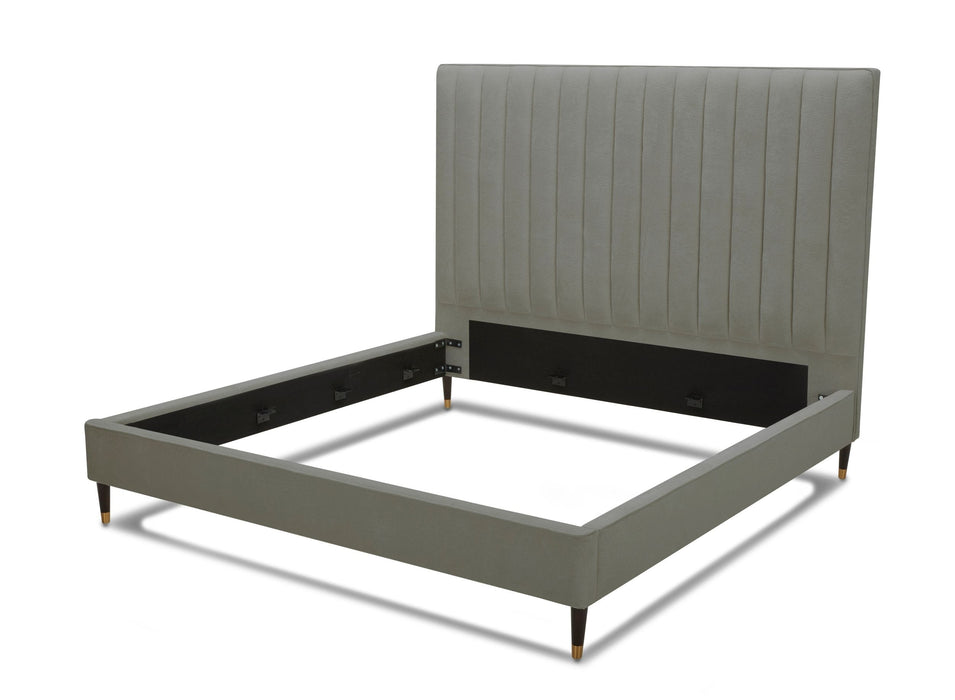 Hemlock - Eastern King Modern Grey Velvet Bed