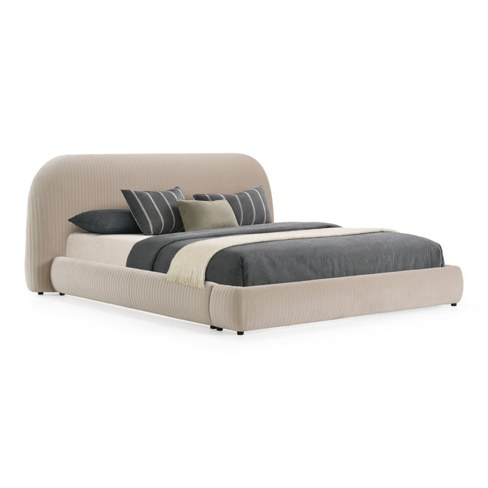Hortman - Modern Beige Velvet Bed