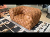 Dexter - Transitional Camel Full Italian Leather Tufted Sofa