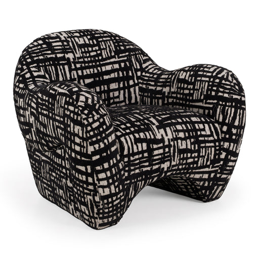 Hurd - Modern Black + Beige Pattern Fabric Accent Chair