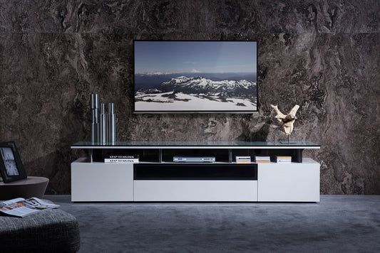 Podrest Hurst Contemporary Grey Gloss TV Stand