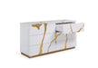 Aspen Modern Wide White and Gold Dresser