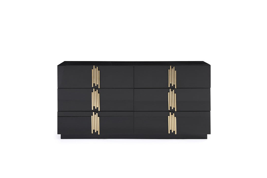 Token Modern Black & Gold 4-Piece Bedroom Set