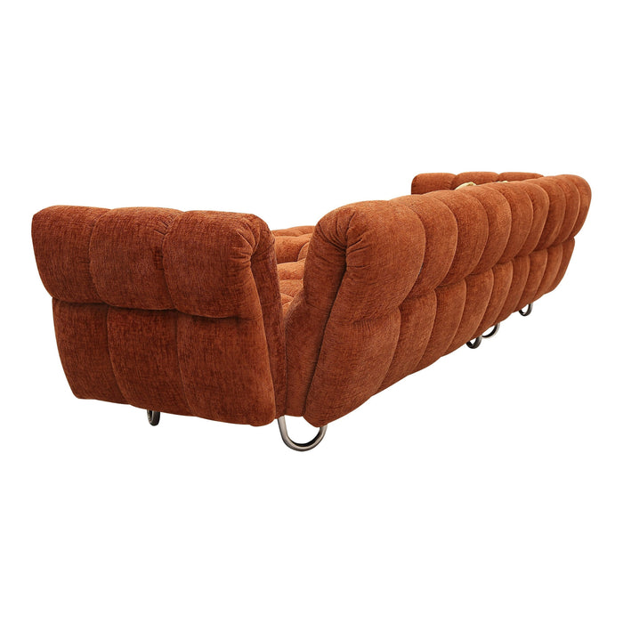 Jacinda - Modern Burnt Orange Fabric Right Facing Sectional Sofa + 2 Yellow Pillows