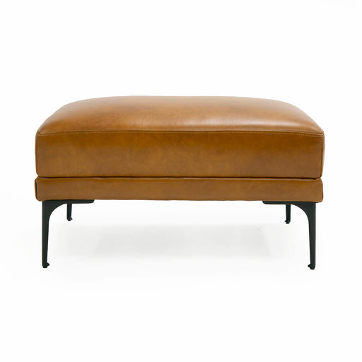 Jacoba - Modern Camel Leather Rectangular Ottoman