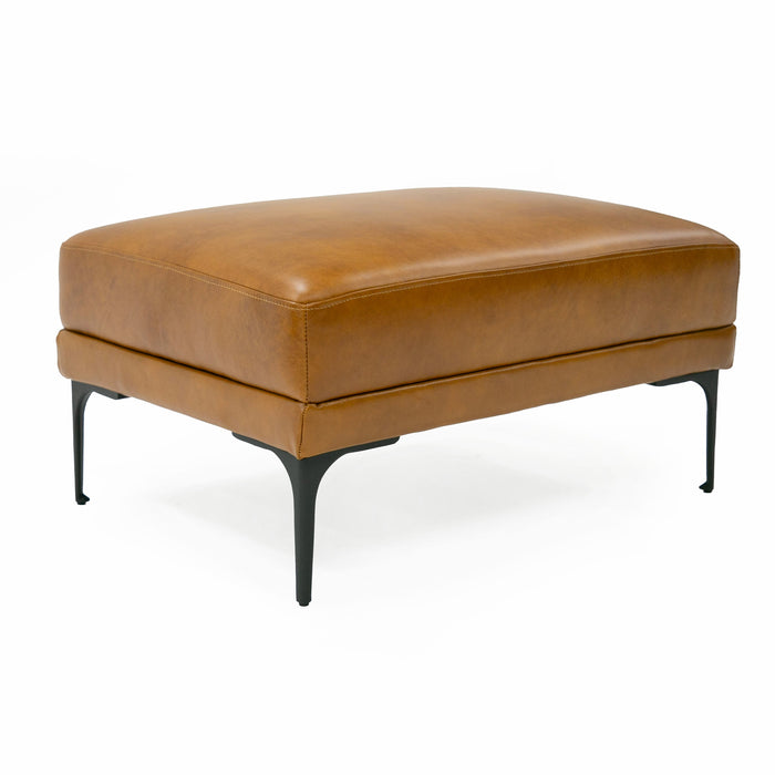 Jacoba - Modern Camel Leather Rectangular Ottoman