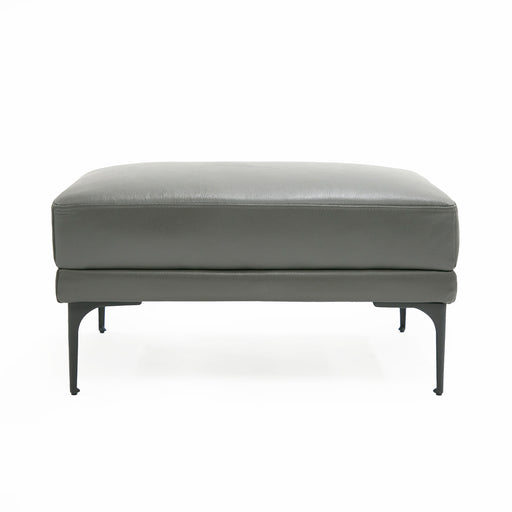 Jacoba - Modern Dark Grey Leather Rectangular Ottoman