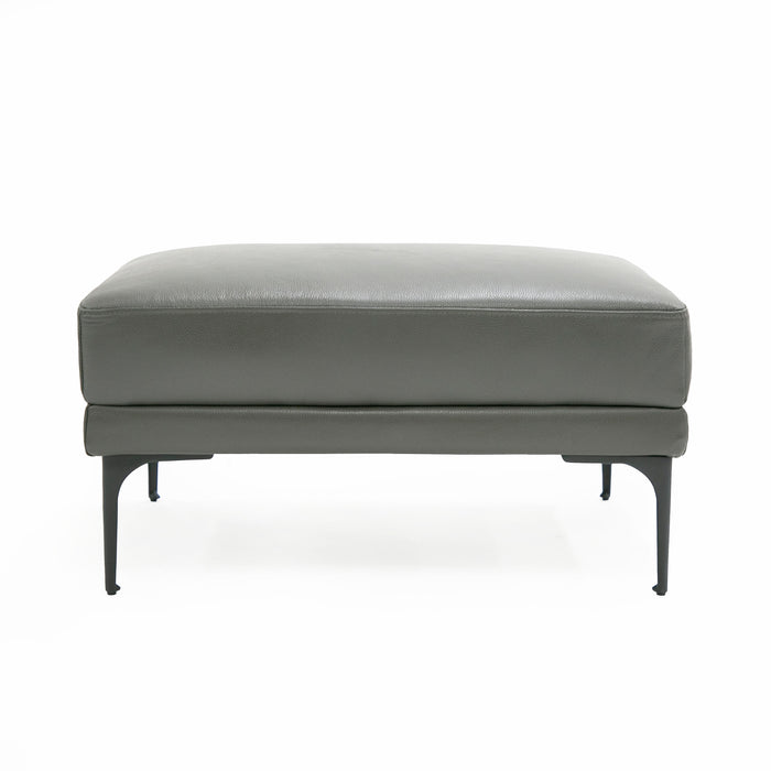 Jacoba - Modern Dark Grey Leather Rectangular Ottoman