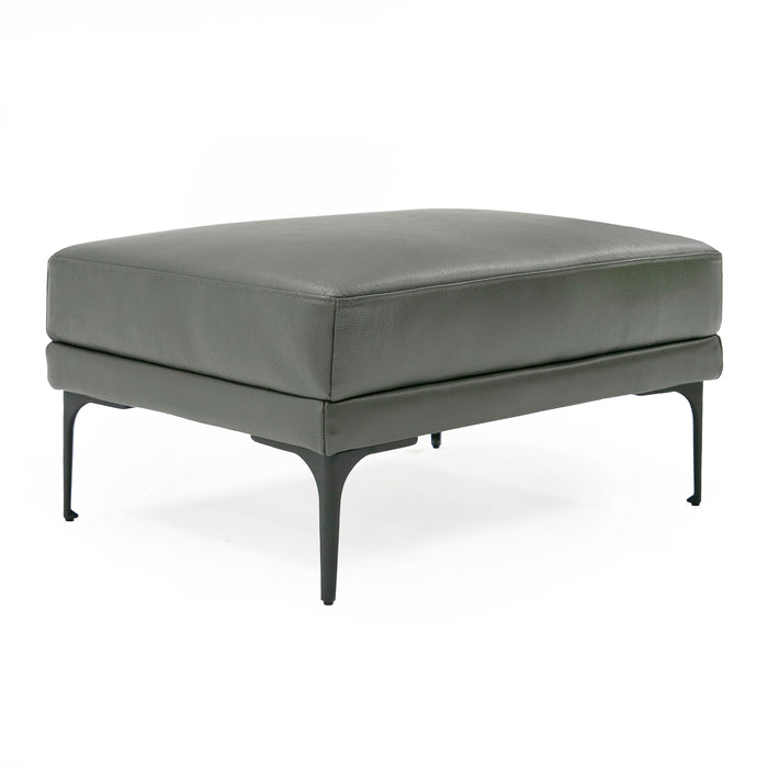 Jacoba - Modern Dark Grey Leather Rectangular Ottoman