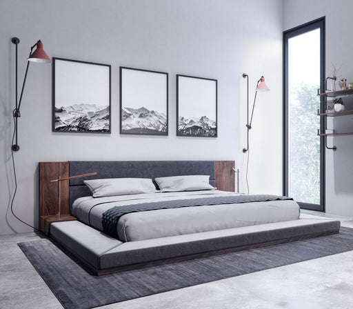 California King Jagger Modern Dark Grey & Walnut Bed