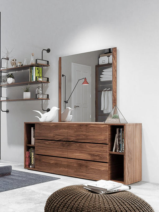Jagger Modern Walnut Dresser & Mirror Set