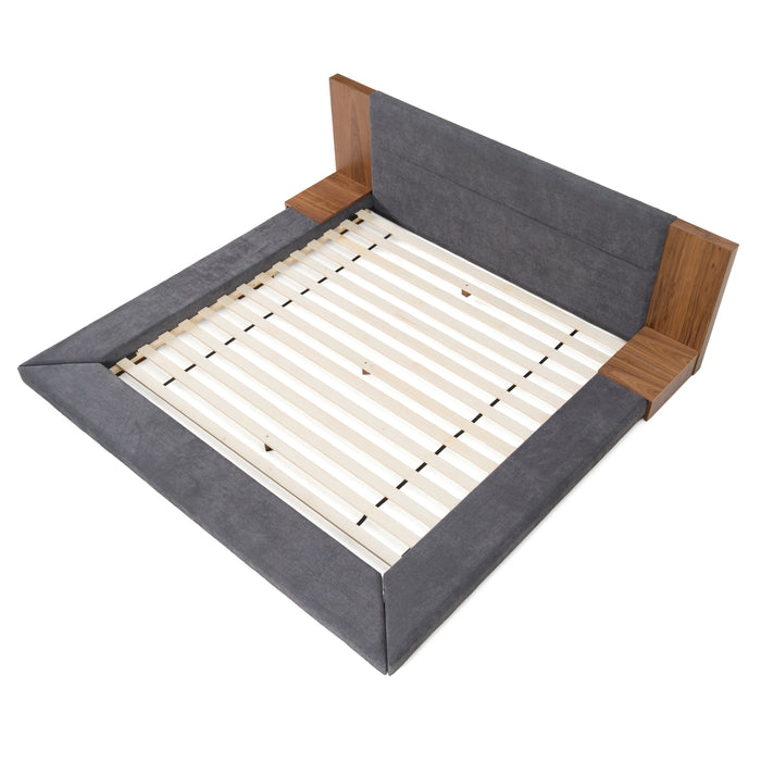 Jagger Modern Dark Grey & Walnut Bed