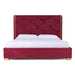 Eastern King Janet - Modern Red Velvet + Gold Bed