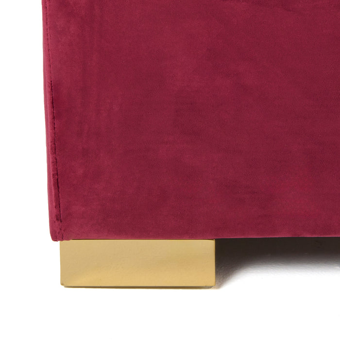Eastern King Janet - Modern Red Velvet + Gold Bed