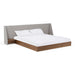 Janice - Modern Grey Fabric and Walnut Bed and Nightstands