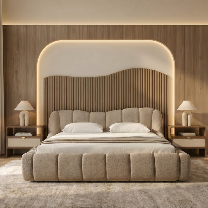 Janine - Modern Tan Fabric Bed