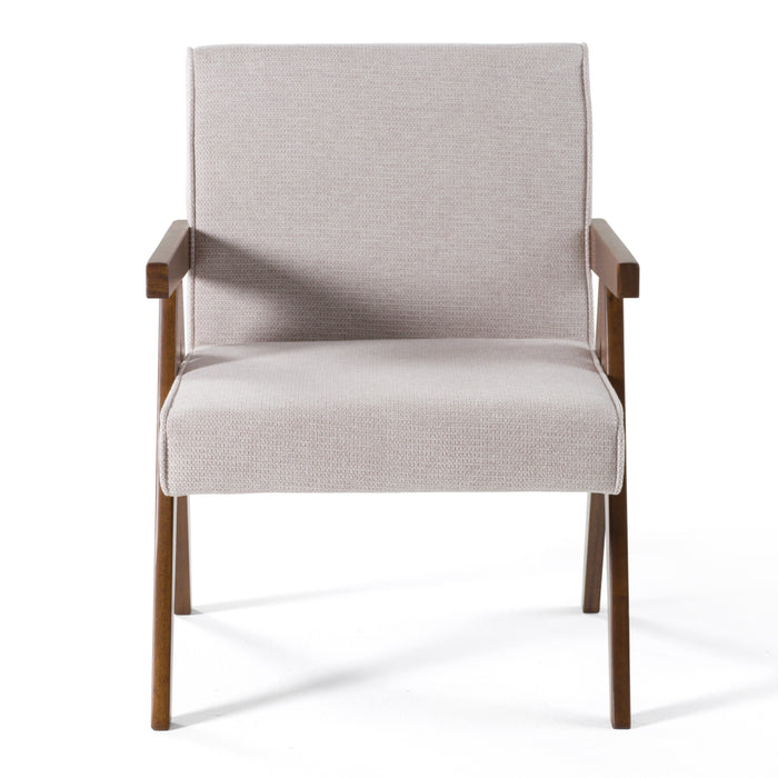 Joseline - Modern Beige Fabric + Walnut Accent Chair (Set of 2)