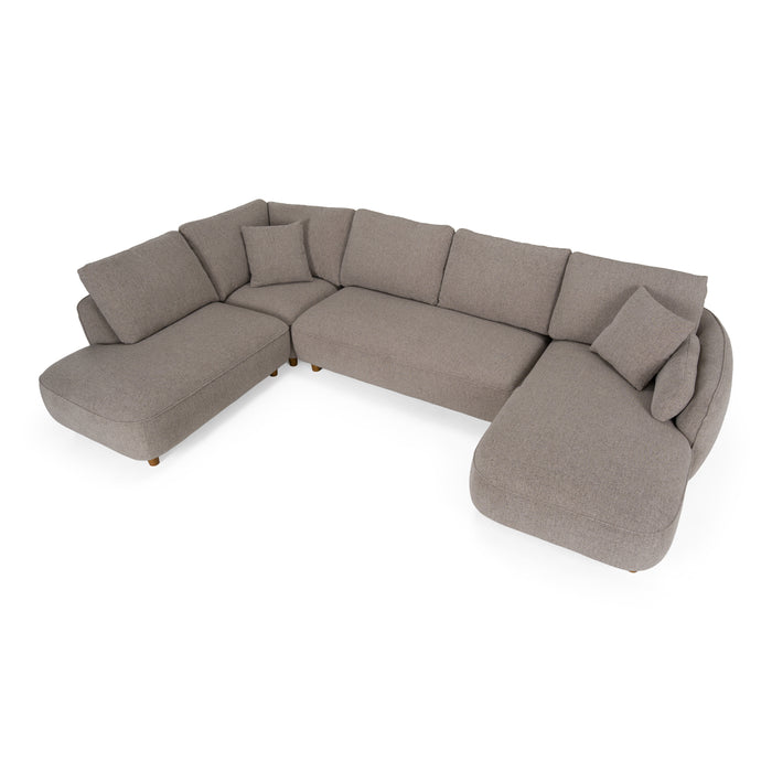 Joslin - Modern Grey Fabric U-Shaped Sectional Sofa