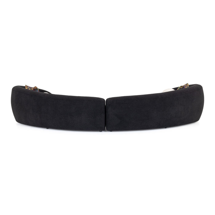 Kilmer Modern Black Curved Fabric Sectional Sofa