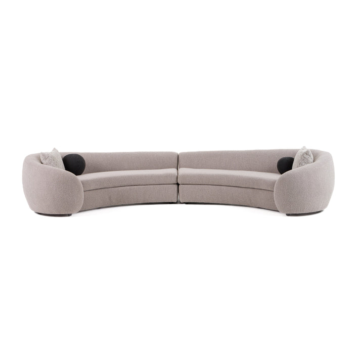 Kilmer Modern Grey Curved Fabric Sectional Sofa
