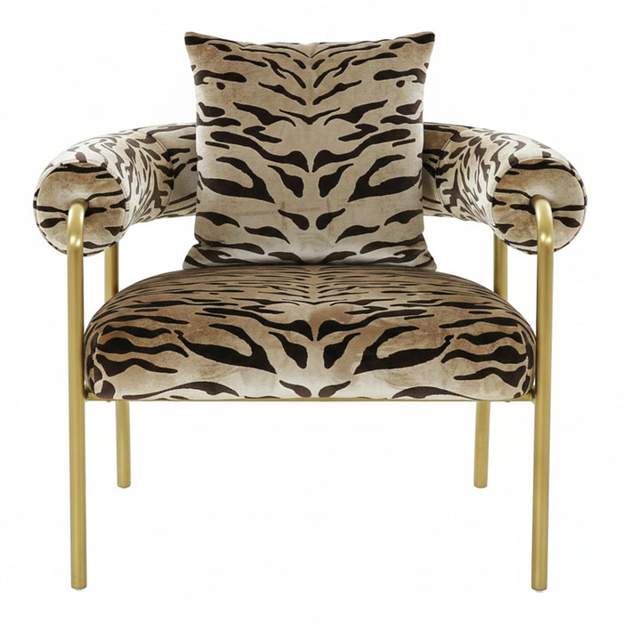 Kola - Gold Zebra Print Accent Chair