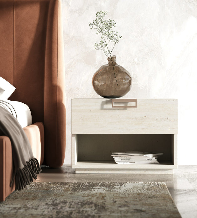 Lago - Modern Faux Travertine Nightstand