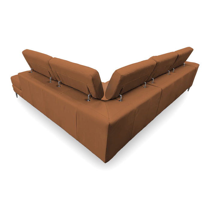 Viola - Italian Contemporary Cognac Leather Right Facing Sectional Sofa