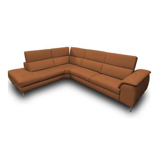 Viola - Italian Contemporary Cognac Leather Left Facing Sectional Sofa
