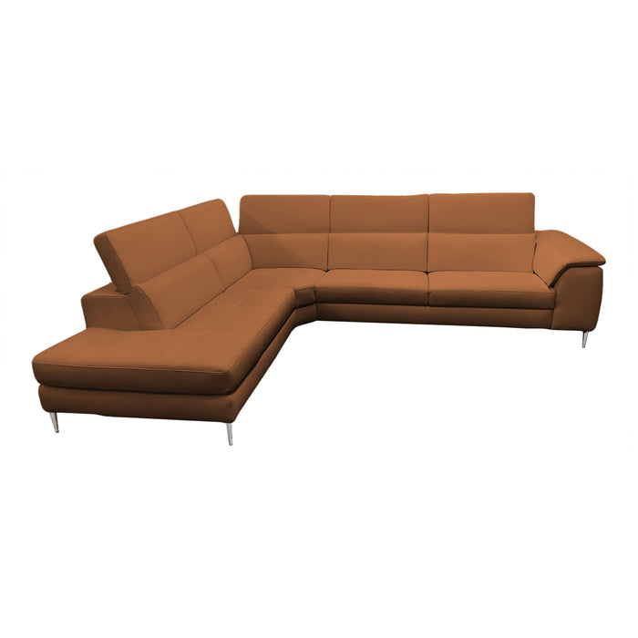 Viola - Italian Contemporary Cognac Leather Left Facing Sectional Sofa