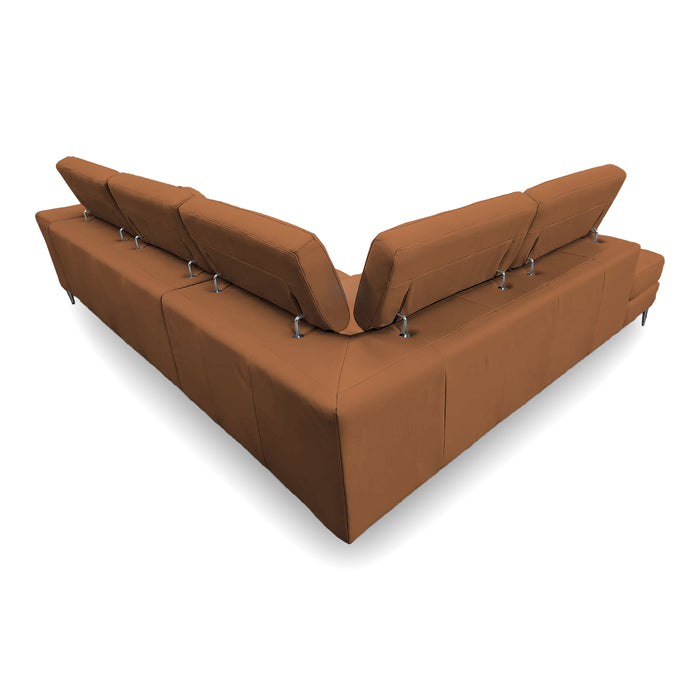 Viola - Italian Contemporary Cognac Leather Left Facing Sectional Sofa