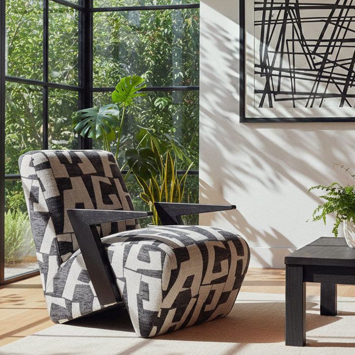 Leana - Modern Black & White Fabric Accent Chair