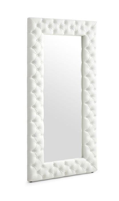 Legend - Modern White Bonded Leather Floor Mirror