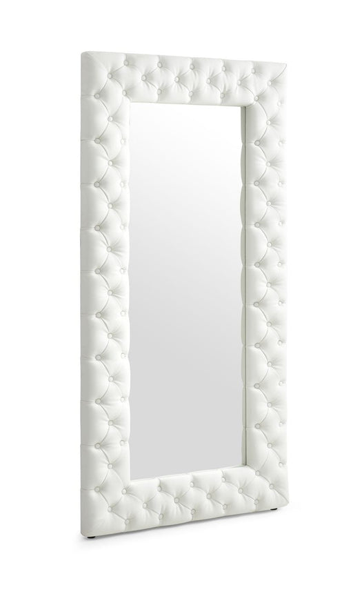 Legend - Modern White Bonded Leather Floor Mirror